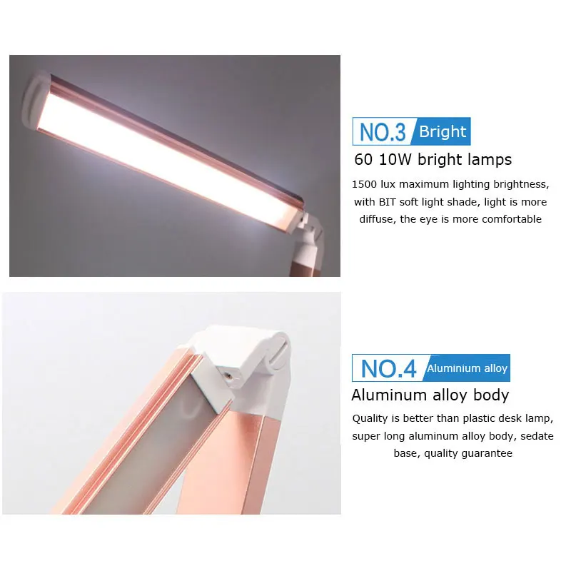 4 уровня сенсорный диммер светодиодные настольные лампы складной стол LED Lamba