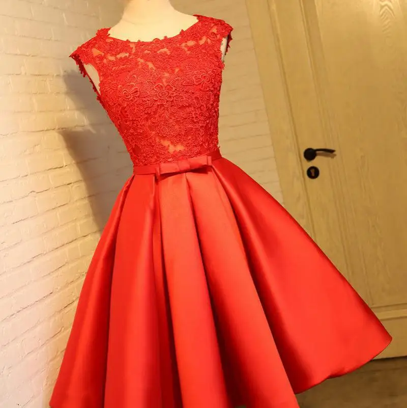 Сексуальное Кружевное женское свадебное платье подружки невесты Robe demoiseur D'honneur Qipao летнее элегантное платье для сцены и шоу Мини Cheongsam XS-3XL - Цвет: Красный