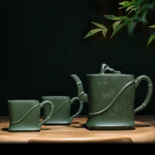 Аутентичные Исин фиолетовый глина Чай горшок китайский художник мастер бамбука горшок Чай комплект Чай Кружки Чай чашки Творческий дом Декор Чай горшок Чай чашки