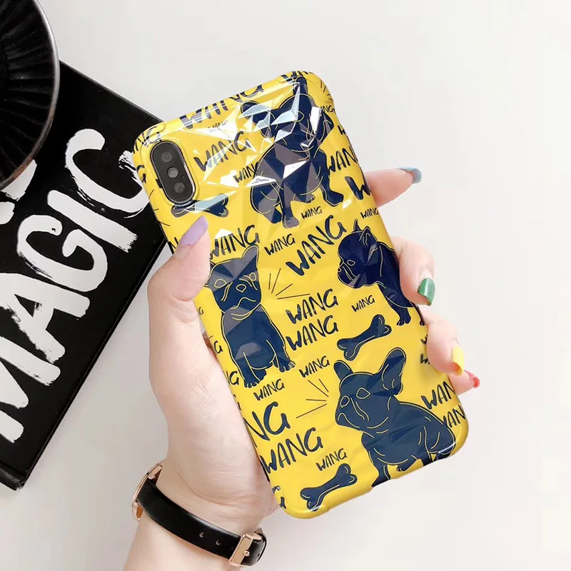 

Hot Pet dog French Bulldog soft silicon phone case for iPhone 6 6S 7 7 7plus plus 8 8plus X XS XR MAX Flash drilling cover coque