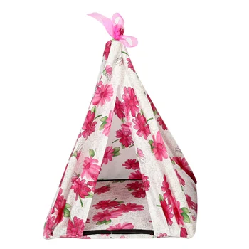 

34*34*40cm Pet Teepee Dog Cats Bed Chrysanthemum Triangular Portable Pet Tents Houses J2Y