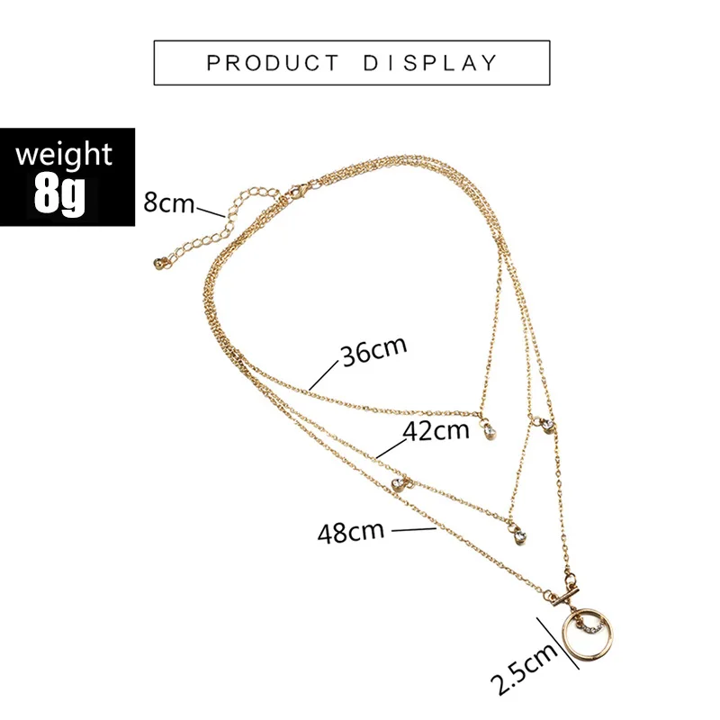 

CJZBLXLX03766 Tocona Bohemian Antique Gold Circle Moon Rhinestone Pendant Chokers Necklaces Multi Layer Necklace Collar for Wome