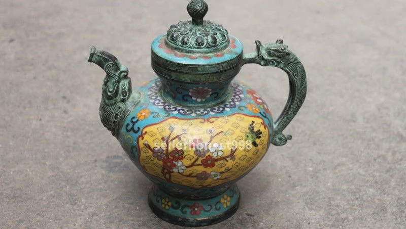 China Royal Bronze Cloisonne Enamel Dragon Wine Pot Teapot Kettle statue | Дом и сад