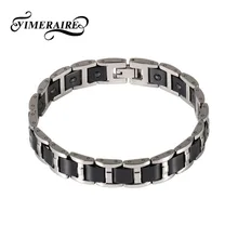 Унисекс здоровый германиевый керамический браслет для женщин и мужчин модные из нержавеющей стали серебряные черные браслеты и браслеты очаровательные ювелирные изделия