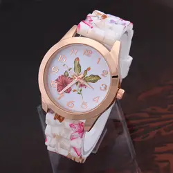 Дропшиппинг девушки женщин часы силиконовые с цветочным принтом Причинно кварцевые наручные часы