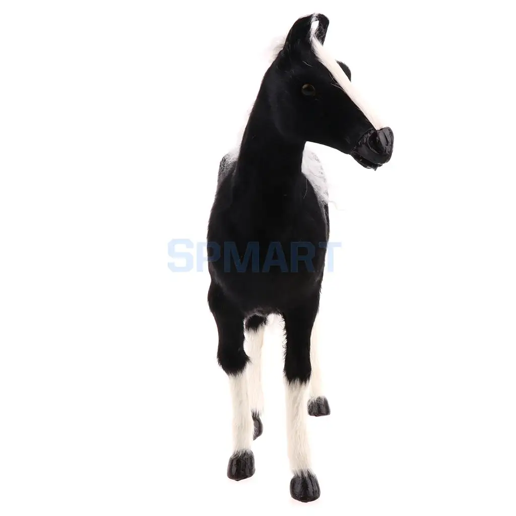 Lifelike Simulation Plush Stuffed Horse Animals Model Figure Plush Figures Soft Toy Home Decoration Black