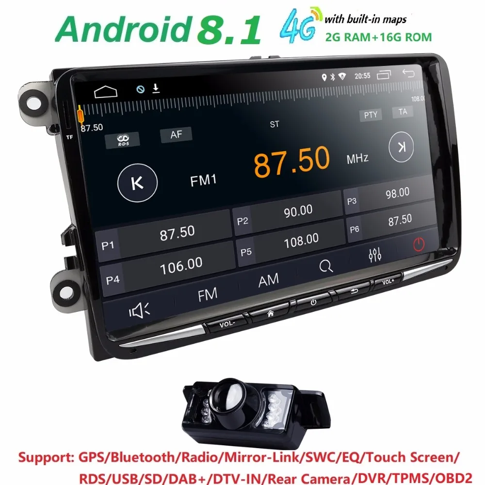 

9Inch Touch Screen 2Din Android 8.1 Multimedia Bluetooth WIFI Car Navigator Radio Audio Video Player GPS CANBUS Reversing Camera