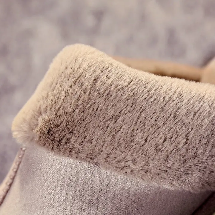 New Arrival Durable Home Slippers Unisex Micro Suede Upper Sheepskin Warm Comfortable Fur Plush Winter Slippers (25)