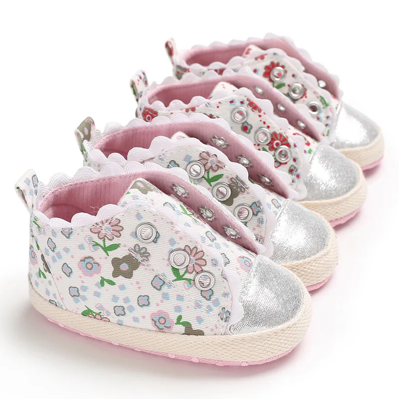 2018 новорожденных девочек обувь холст спортивные туфли первые ходоки рисунок детская обувь мягкая подошва первых шагов 0-12m.03208-224