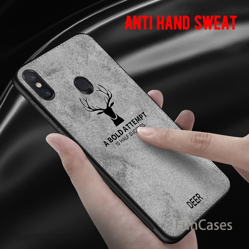 For Xiaomi Mi A2 Lite 8 6X Mi8 Pocophone F1 Cloth Texture Embossed Deer Case Redmi 6A 6 Pro Note 5 Plus Cover | Мобильные телефоны
