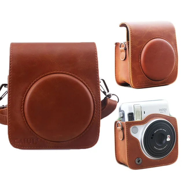 Brown Color Pu Leather Protective Case Bag Cover Pouch With Shoulder Brown Color Pu Leather Protective Case Bag Cover Pouch With Shoulder Strap For Fuji Instax Fujifilm