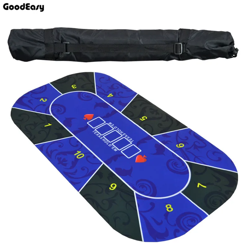

120*60cm Deluxe Blue Suede Rubber Texas Hold'em Black Baccarat Casino Poker Tablecloth Board Game Mat with Flower Pattern