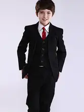 black boy suits two Button Tuxedos Notched Lapel Children Suit Kids Wedding/Prom Suits three piece suit (jacket+vest+pants+tie)