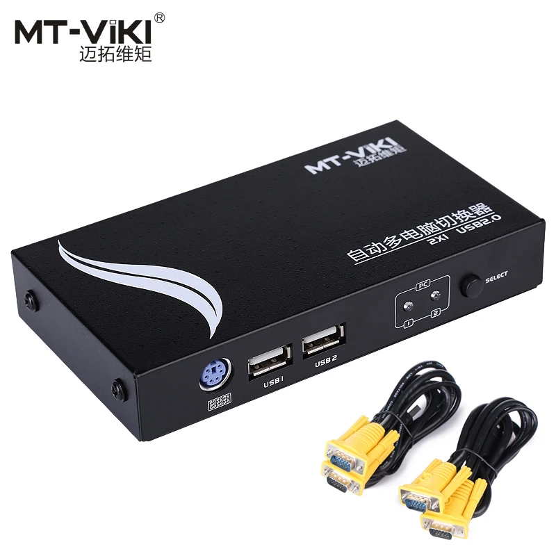 MT-Viki 2 порта Авто VGA USB KVM переключатель Hotkey выберите с оригинальными кабелями металлический корпус высокого разрешения ПК управление MT-271UK-L