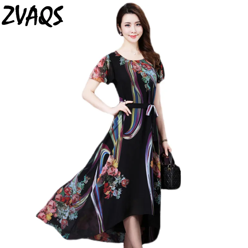 Black Print Chiffon Dress
