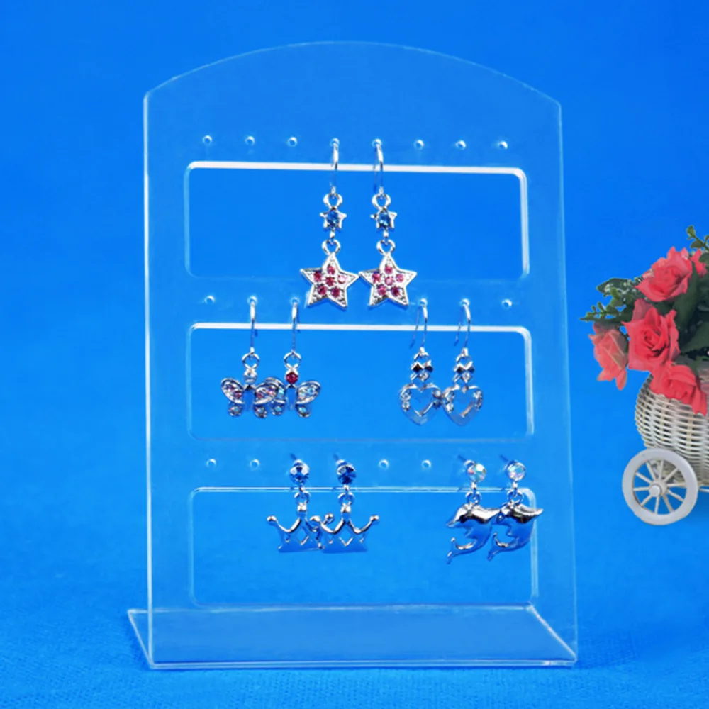 24 Holes Earring Jewelry Show Plastic Display Rack Stand Organizer Holder Jewelry Packaging