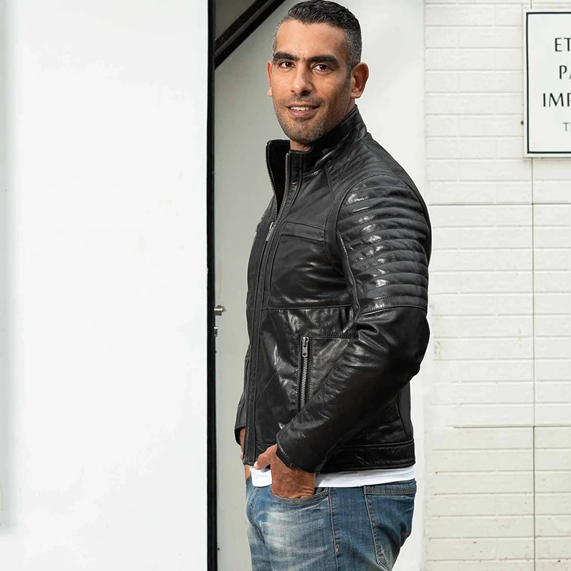 Reviews A1777 Read Description ! Asian size super quality men's genuine cow leather rider coat cowhide leather stylish rider jacket