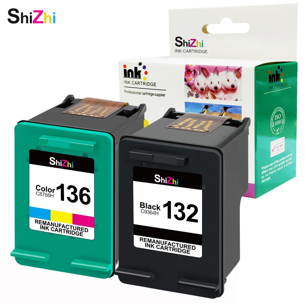 Чернильный картридж SHIZHI HP 132 136 совместимый для XL 136xl deskjet 5440 Photosmart 2570 2573 7800 9361 9362