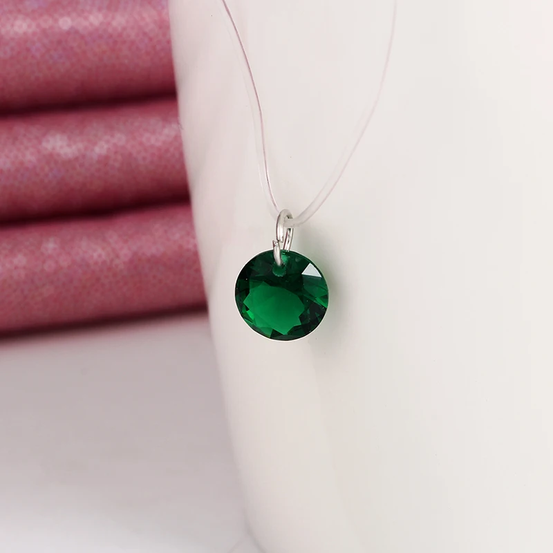 8 цветов циркониевое ожерелье и невидимая прозрачная леска простое ожерелье с подвеской ювелирные изделия для женщин вечерние подарок на свадьбу