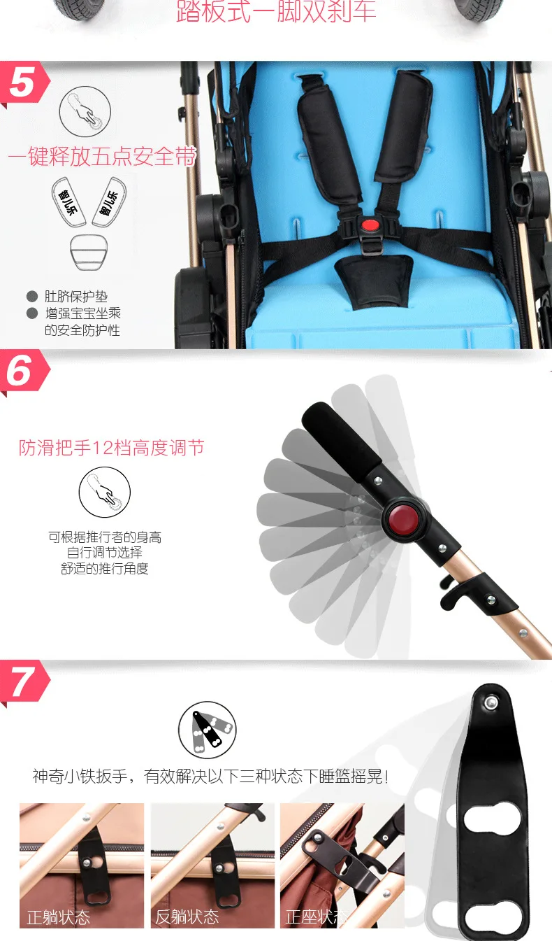 3 в 1 для новорожденных Highland Scape детская коляска может для сидения и лежания двухсторонняя ударная складная детская коляска спальная корзина