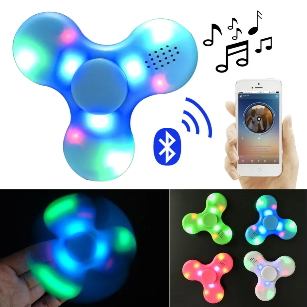 New Hot Sale LED Mini Bluetooth Speaker Music Tri Fidget Spinner Fingertip Gyro toy Hand Spinner