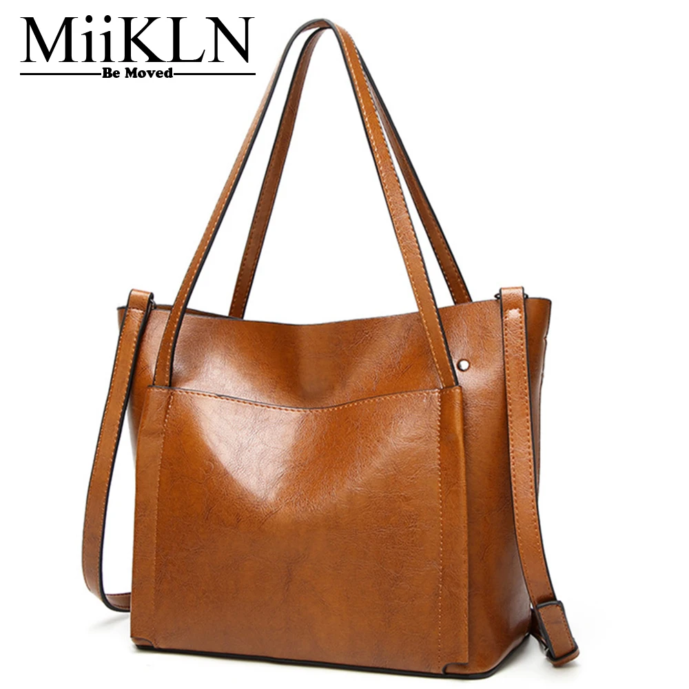 

MiiKLN Brown Black Green Red PU Leather Women Handbags For Ladies Shoulder Crossbody Big Large Size Bags Solid Zipper