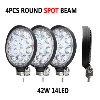 

Niscarda 4PCS 4 inch 42W 14LED Car Work Light Spot Beam LED Bar For Motorcycle Tractor Boat Off Road 4WD 4x4 Truck SUV ATV