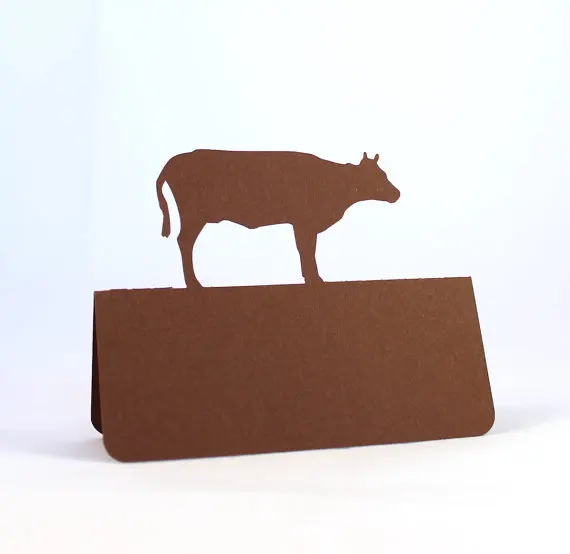 COW animal tent place cards rustic Wedding bridal baby shower Party seating  table number name Tented Escort Card