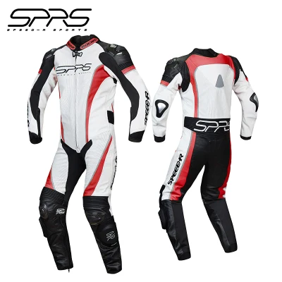 SPRS racing clothes motorcycle onesies motorcycle women's leather track training No.62 - Цвет: White and red