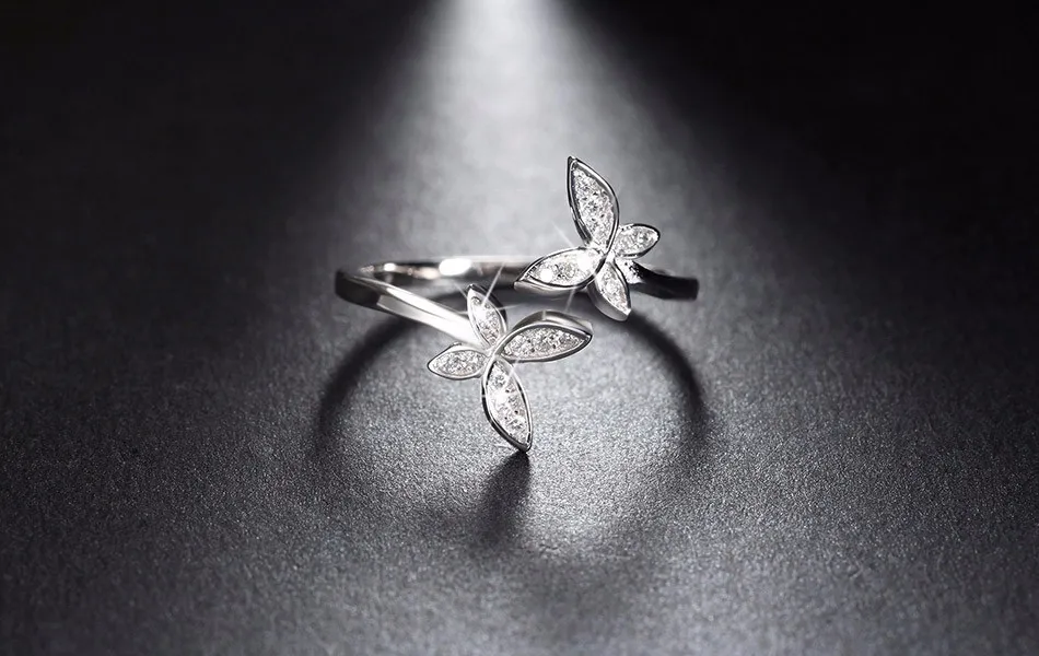 Butterfly Adjustable Rings - Austrian Cubic Zirconia