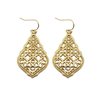 

ZWPON Bohemian Gold Filigree Hollow Teardrop Earrings 2018 Famous Brand Jewelry Boho Fashion Women's Morocco Statement Earrings