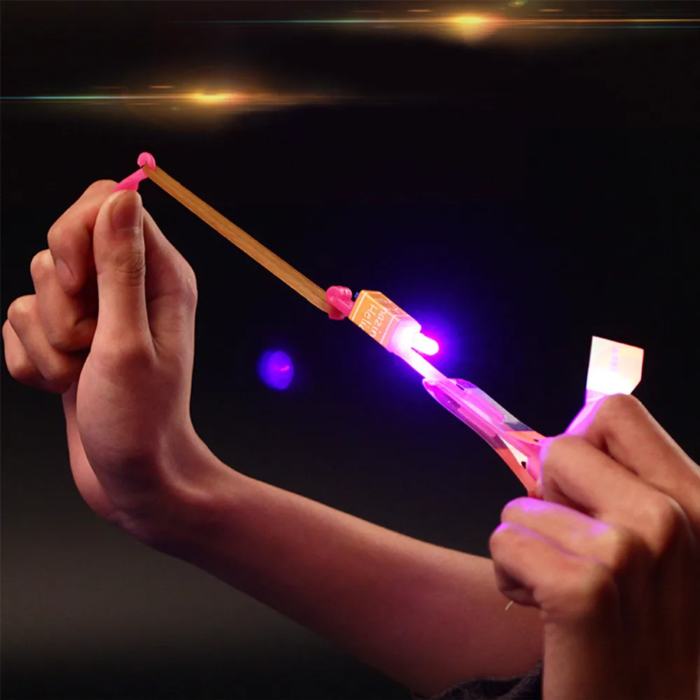 

Plastic Latex Glow In The Dark Toy Rocket Copters Bamboo Dragonfly Slingshot Mini Helicopters