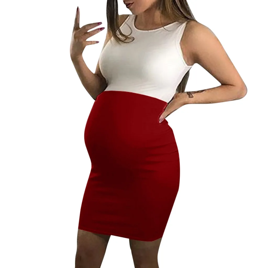 

Pregnant Dress Women Sleeveless Splice Mini Dress Casual 2019 Maternity Gown Pregnancy Dress Summer Vestido Gestante Com Manga