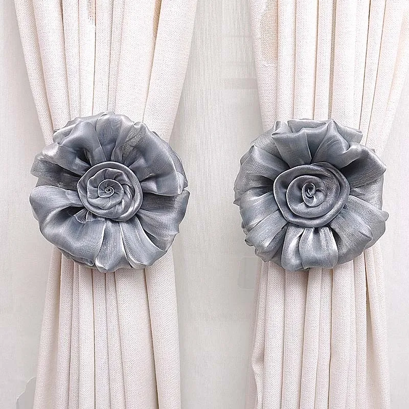 on Fastener for Home Decor G Peony Flower Window Curtain Tie String Clip 