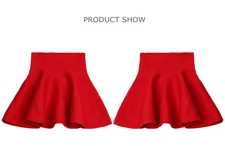 3-12 y children skirts girls mini black pleated skirt for girl spring autumn elastic knitted skirts red teen 10 12 years clothes (10)