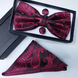 Gravata borboleta шелк подарки для мужчин бабочкой Карманный площадь кешью цветы галстук-бабочка и платок носовой платок с запонки box set