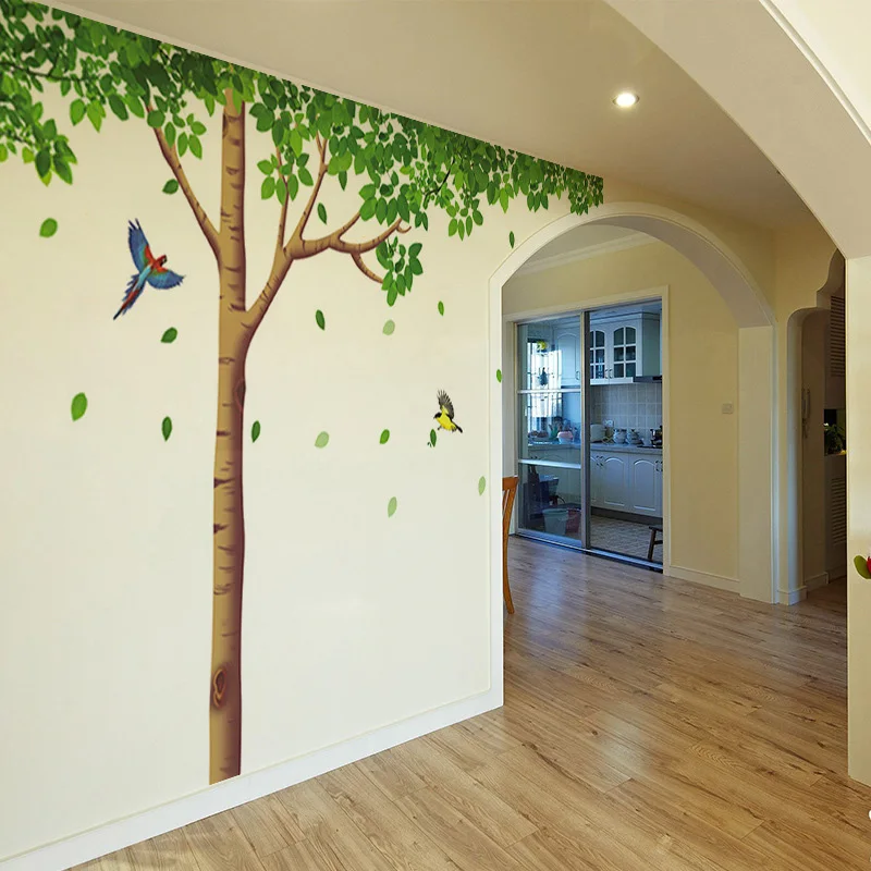 3PcsX60X90cm 3d креативные наклейки на стену, большие зеленые листья, дерево, художественные наклейки на стену, наклейки на стену, ПВХ, водостойкая Фреска