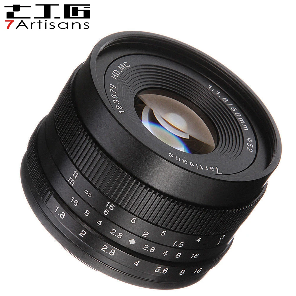 

7artisans 50mm f1.8 Large Aperture Portrait Manual Focus Micro Camera Lens Fit for Canon eos-m Mount E-Mount Fuji FX-Amount