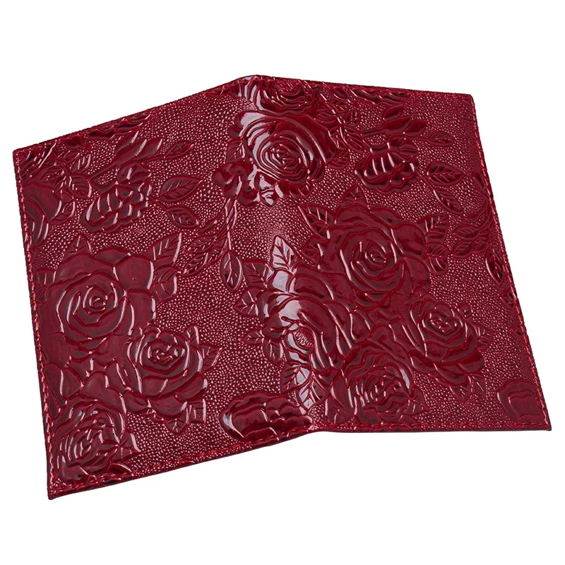  RED Three-dimensional embossed rose PU Leather women Travel Passport Holder Embossing Passport Cove - 32935051650