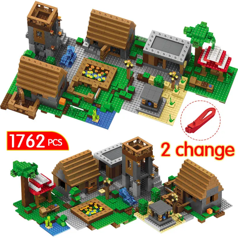 

1762PCS My World The Farm Series Building Blocks Legoing Minecrafted Village Mini Kits Figures Educational Toys For Children