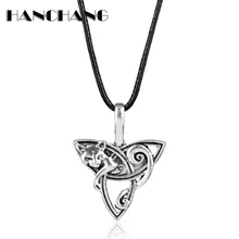 Accesorios Vintage Fenrir diseño de nudo irlandés Celtics Fox colgante collar joyería vikinga cuerda de cuero Coler para mujer