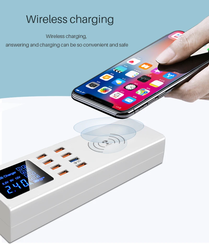 QI Беспроводное зарядное устройство Quick Charge 3,0 Smart usb type C зарядная станция концентратор быстрое зарядное устройство адаптер для Xiaomi samsung s10 iphone x