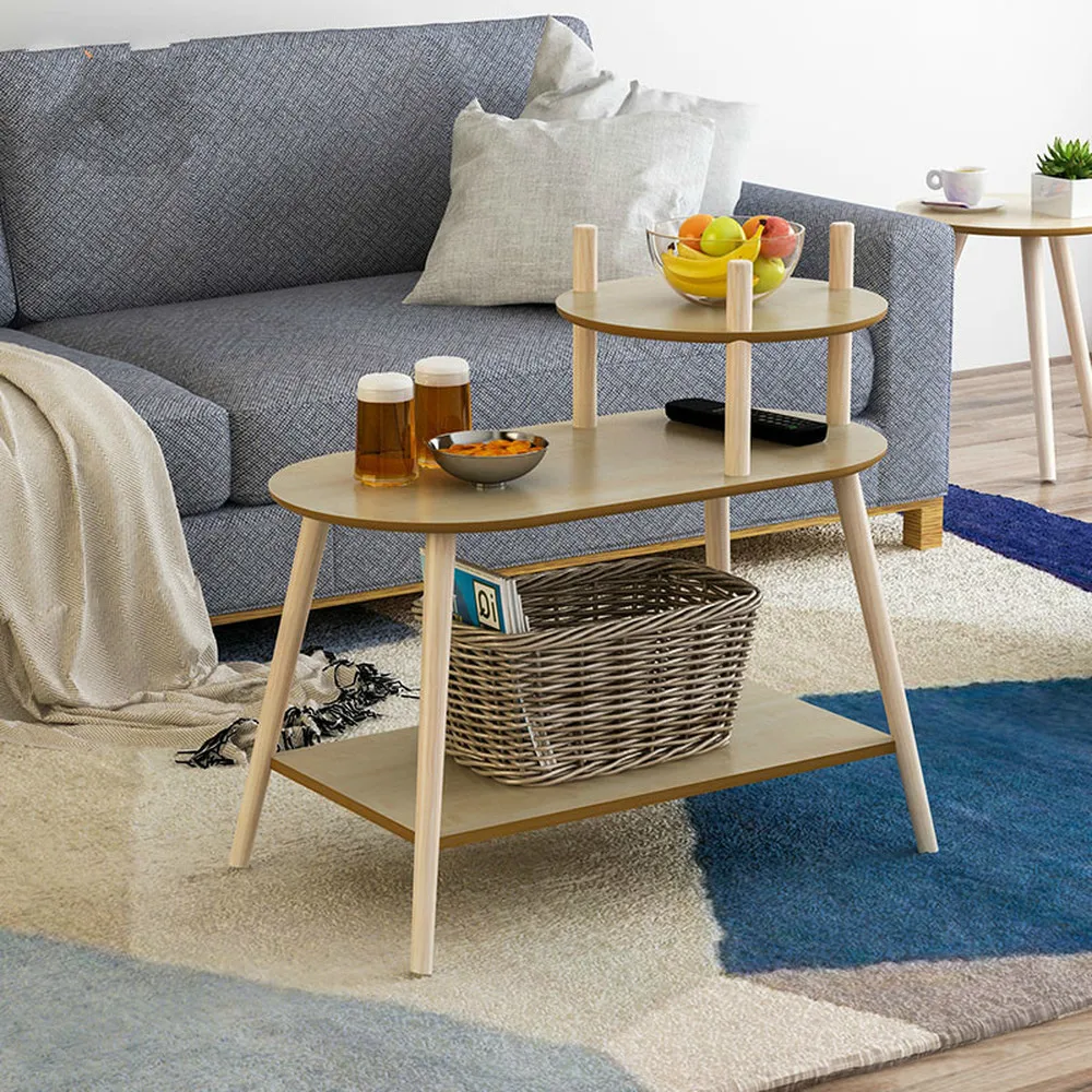 Coffee table Nordic simple modern side corner several three-layer tea table small apartment coffee table solid wood LM01041111