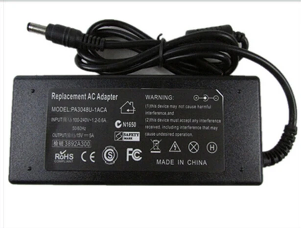 15 в 5A 75WAC /DC адаптер питания зарядное устройство для Toshiba Satellite R15 R20 R25 U200 U205 |