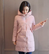 2017 Women Winter Parkas Female Warm Thicken Middle-Long Slim Hooded jacket coat Cotton Padded Parkas coat