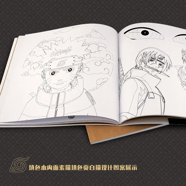 72 Page Naruto Antistress Coloring Books For Adults Children Painting Drawing Anime Colouring Book