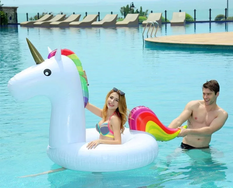 Inflatable Unicorn Swimming Ring 120CM Giant Pool Float Summer Pool Baby In Water Child Rainbow Horse Floating Row unicorn (10)