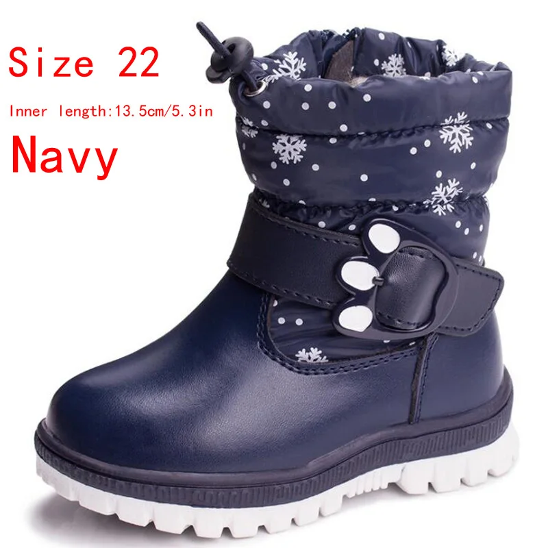 Новая модная теплая детская обувь; пробирка; хлопковые ботинки; сезон осень-зима; теплые водонепроницаемые зимние ботинки для мальчиков - Цвет: Navy size 22