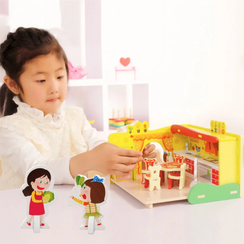 

Educational 3D Wooden Puzzles Toys Kids Cosplay Games Toy Assembles Toy Dream Kitchen For Children Learning Toys