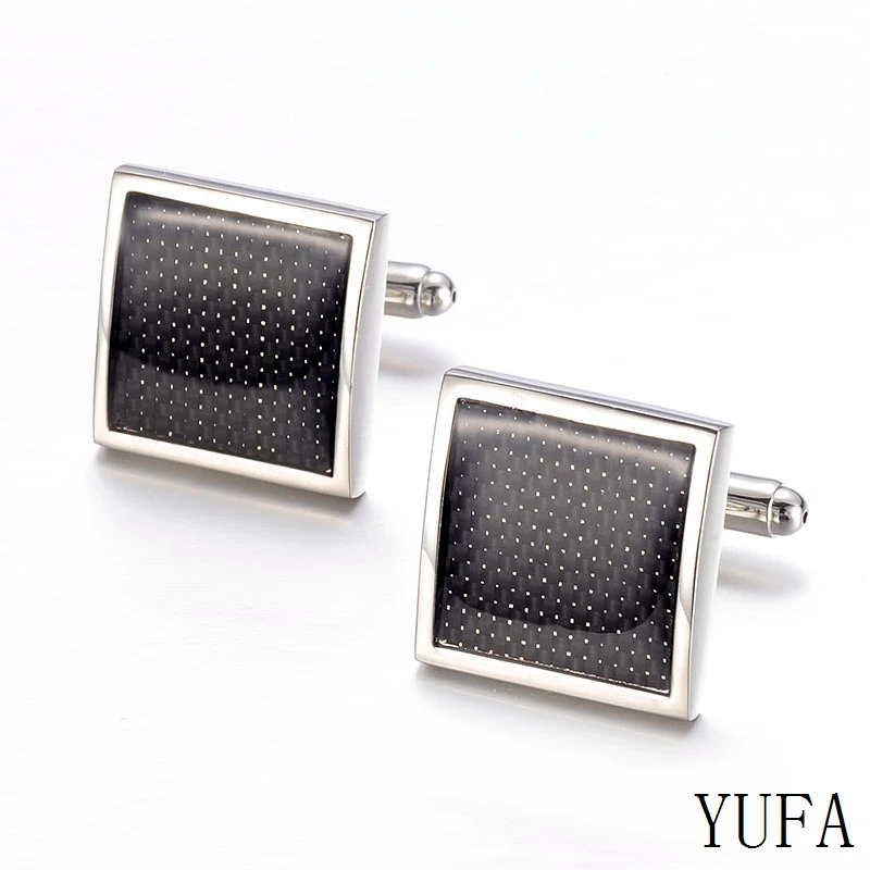 Free shipping A square fibre cufflinks men clothing accessories brand